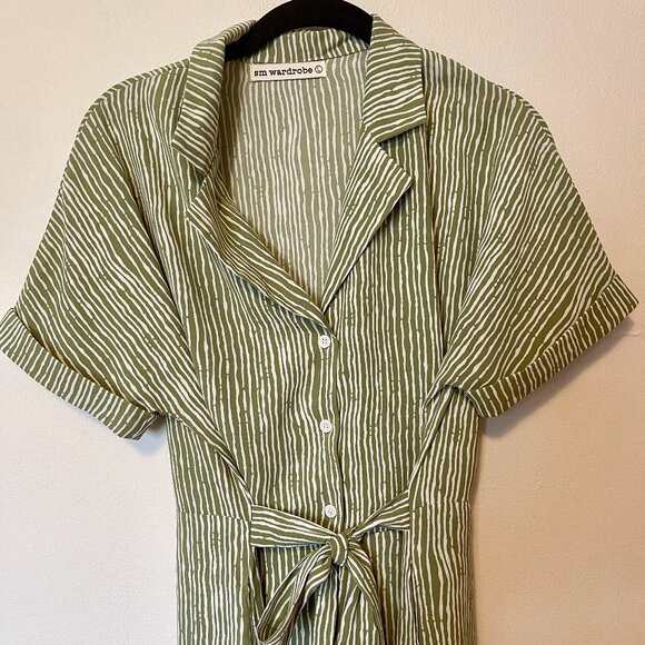 Parallel Lines Wide Leg Short Sleeve Jumpsuit - Picture 3 of 8